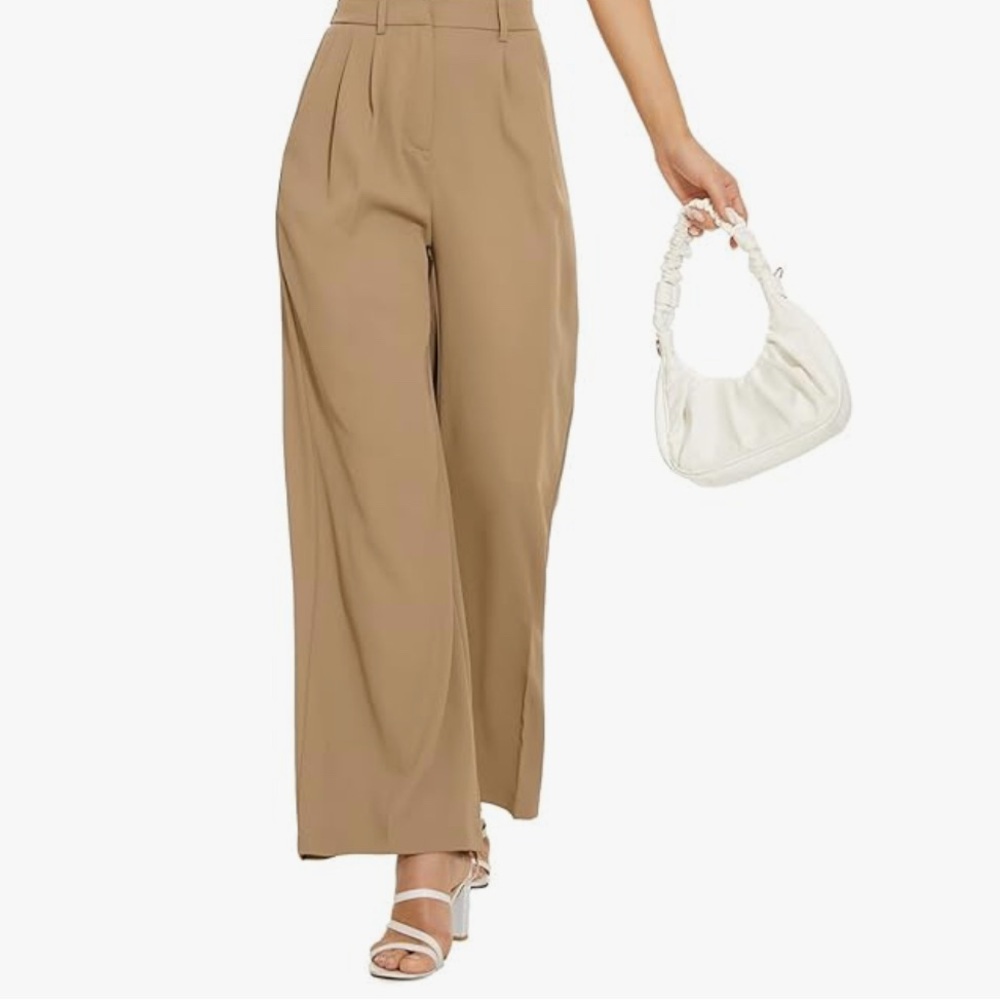 Elegant Tan Wide-Leg Women's Pants